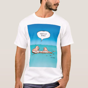 Was machst du? Schiffbruch-Cartoon T-Shirt