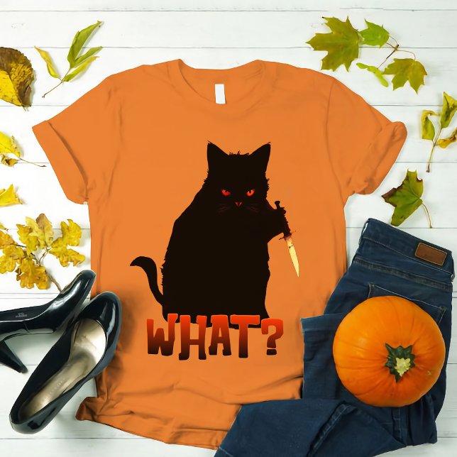Was? Murderne schwarze Katze mit Kniffehl T-Shirt (Von Creator hochgeladen)