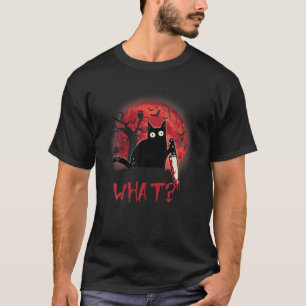 Was Murderous Cat Holding Knife Funny Halloween C T-Shirt