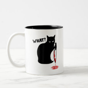 Was Murderous Cat Holding Knife Funny Halloween C Zweifarbige Tasse