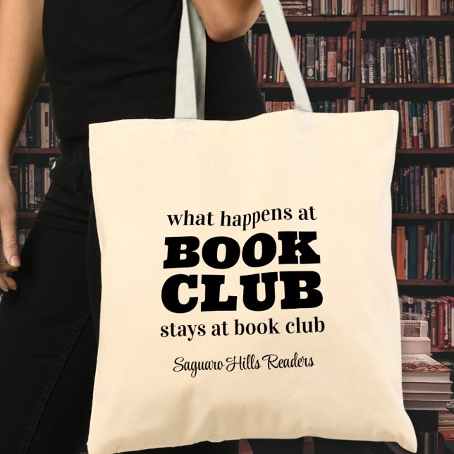 Was passiert bei Book Club Name Reading? Tragetasche (personalized what happens at book club stays at book club reading library bookish lovers tote bags)
