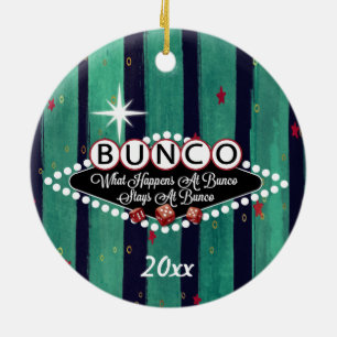 Was passiert bei Bunco Holiday Stripe Keramik Ornament