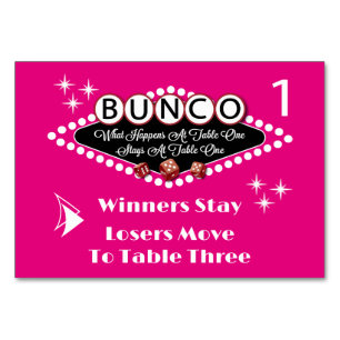 Was passiert bei Bunco Table Card #1? Tischnummer