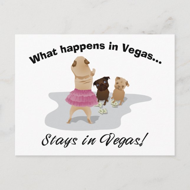 Was passiert in Vegas Mops Bachelor Party, Geschen Postkarte (Vorderseite)