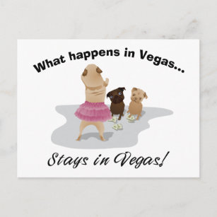 Was passiert in Vegas Mops Bachelor Party Ts, Gesc Postkarte