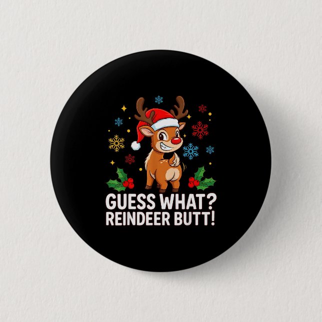 Was Rentiere Po Funny Weihnachten Männer Reind err Button (Vorderseite)