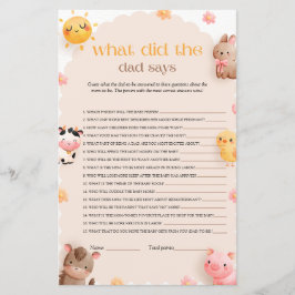 Was sagte der Vater "Babyduschenspiel der Landtier