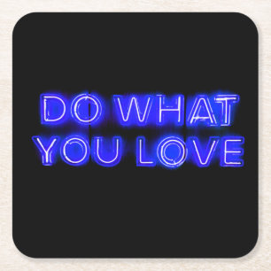 Was Sie LIEBE Blue Neon unterschreiben Rechteckiger Pappuntersetzer