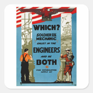 Was? Soldat oder Mechaniker Quadratischer Aufkleber