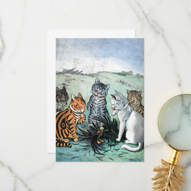 Was sollen wir mit den Feathers von Louis Wain mac Dankeskarte (Vorderseite/Rückseite Beispiel)