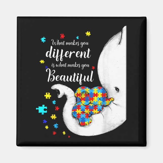 Was Verschiedenes Schönes Elefant Autismus Magnet (Vorne)