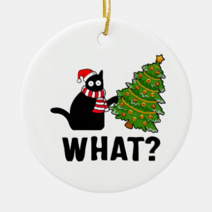 Was Weihnachtsbaum Funny Black Cat Keramik Ornament