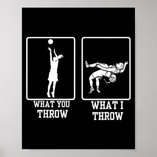 Was Werfen Was Werfen Lustiges Ringen Und Basball Poster