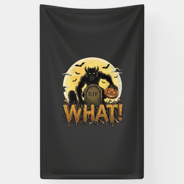 Was Werwolf-Kürbis-Grabstein Vollmond Banner (Vertikal)