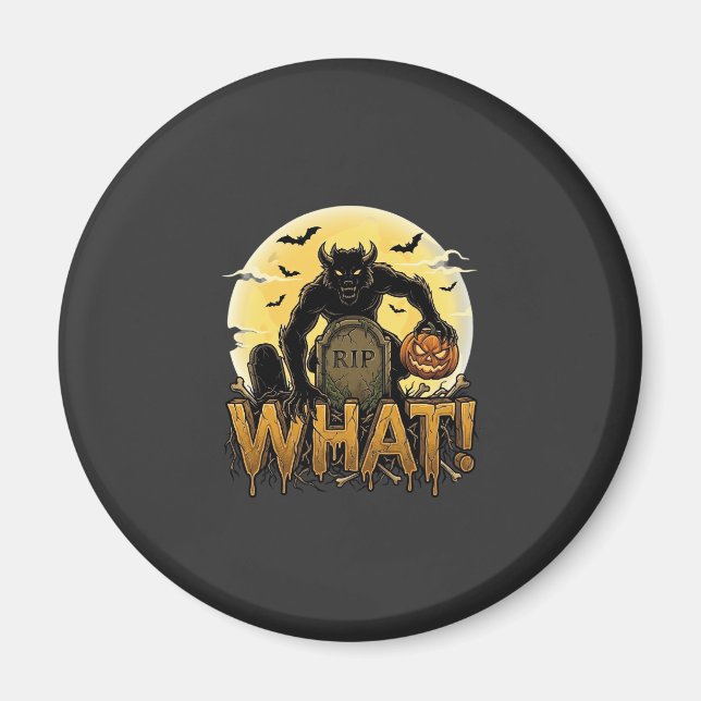 Was Werwolf-Kürbis-Grabstein Vollmond Magnet (Vorne)