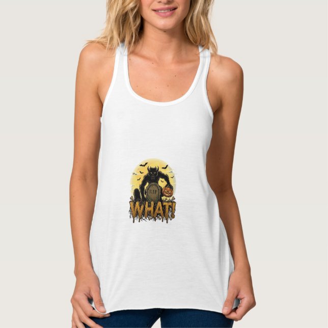 Was Werwolf-Kürbis-Grabstein Vollmond Tank Top (Vorderseite)