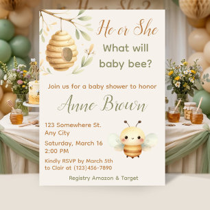 Was wird Baby Bee? Baby Shower & Geschlecht Reveal Einladung
