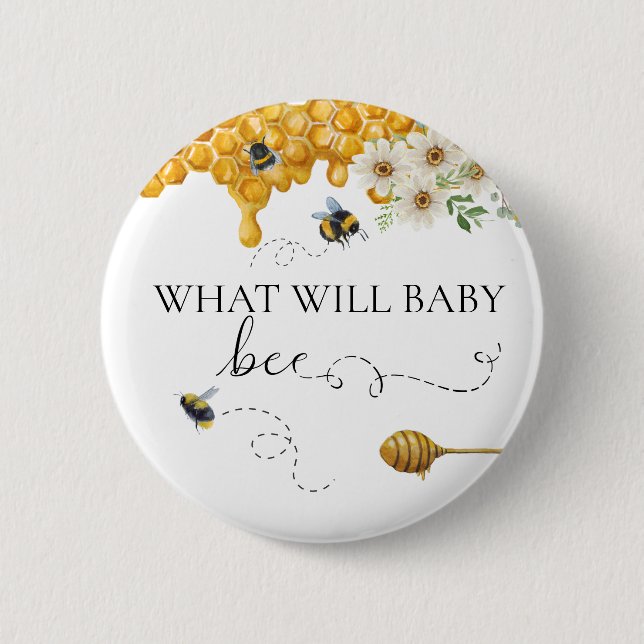 Was wird Baby Bee Gender offenbaren Honig Button (Vorderseite)