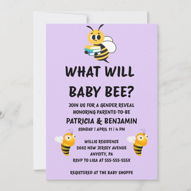 Was wird Baby Bee Geschlecht Enthüllung  Einladung (Vorderseite)