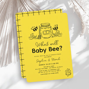 Was wird Baby Biene? Handgezeichnete Honey Geschle Einladung