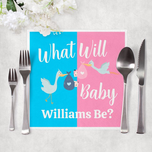 Was wird Baby Blue Pink Gender Reveal Party? Serviette (What Will Baby Be Blue Pink Gender Reveal Party Napkins
)