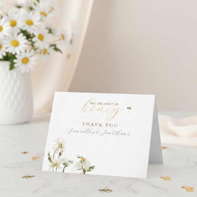 Was wird Babys Geschlecht Reveal Dankeskarte (Sweet as Honey Gender Reveal Thank You Card)