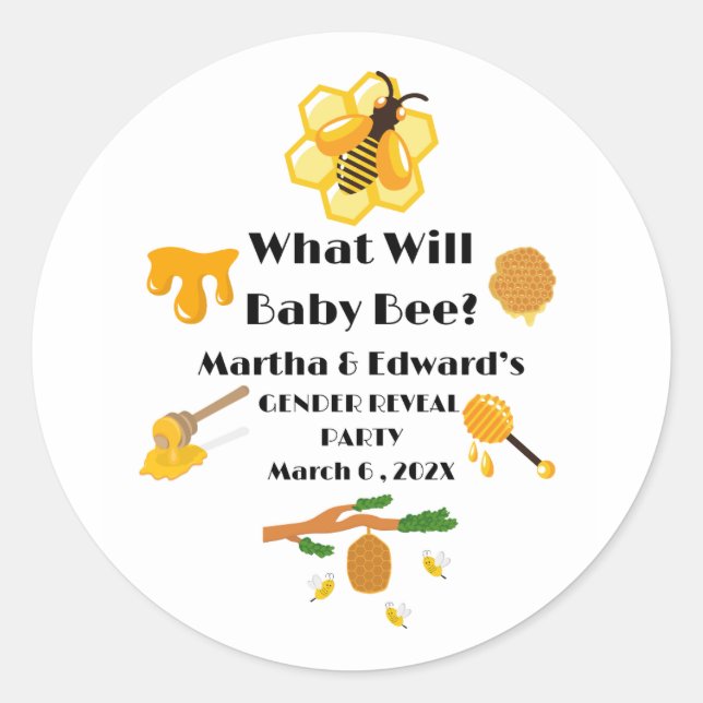 Was wird das Baby Bee Geschlecht zeigen Party Runder Aufkleber (Vorderseite)