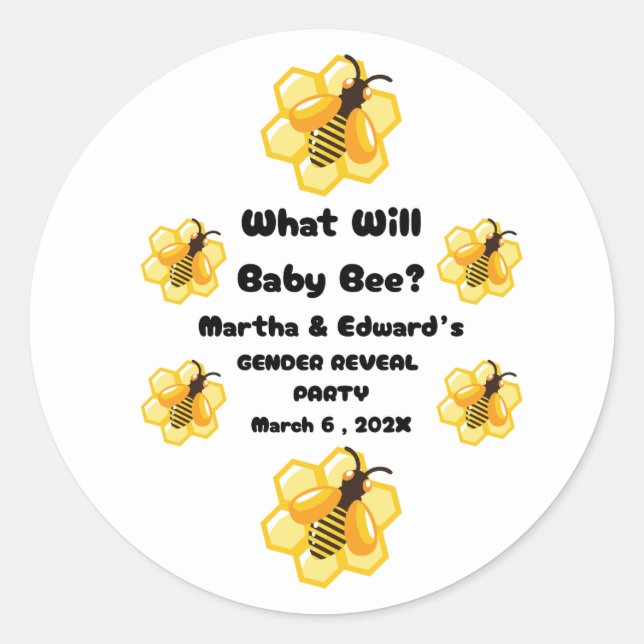 Was wird das Baby Bee Geschlecht zeigen Party Runder Aufkleber (Vorderseite)