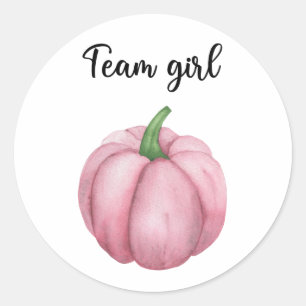 Was wird das Baby sein, Team Mädchen Kürbis Runder Aufkleber