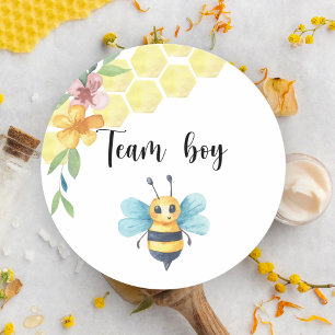 Was wird der Baby-Bienenteam-Junge? Runder Aufkleber