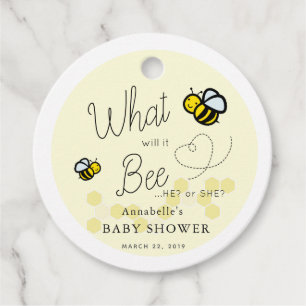 Was wird es sein, eine gelbe Baby-Dusche für Gesch Geschenkanhänger