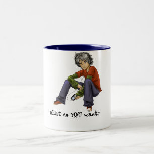 Was wollen SIE? Kaffee-Tasse Zweifarbige Tasse