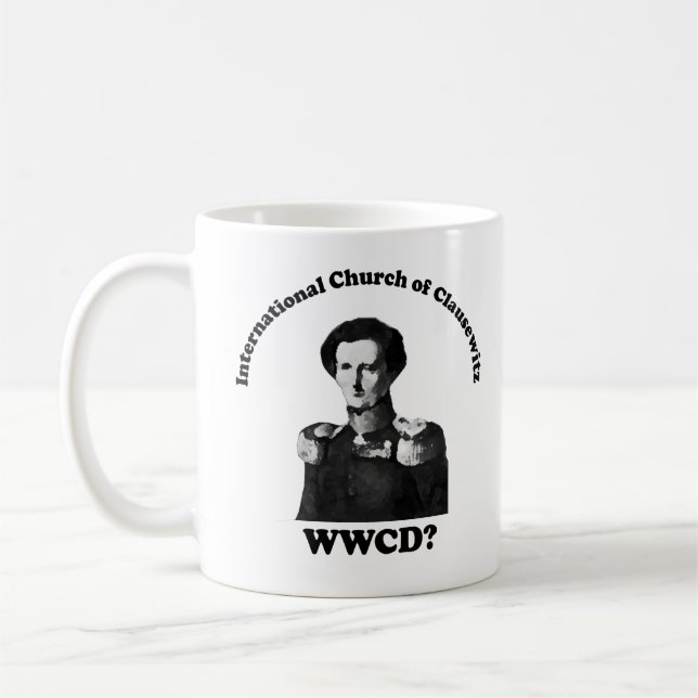 Was würde Carl tun - Int Church of Clausewitz BW Kaffeetasse (Links)