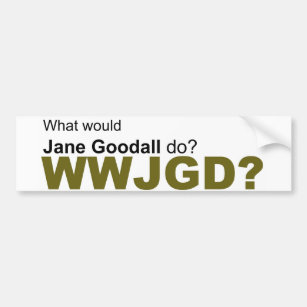 Was würde Jane Goodall tun? Autoaufkleber