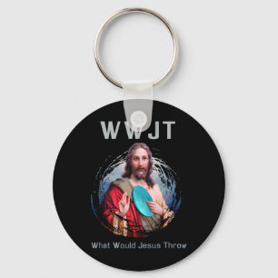 Was würde Jesus werfen' Lustiges Disc-Golf-T-Shirt Schlüsselanhänger