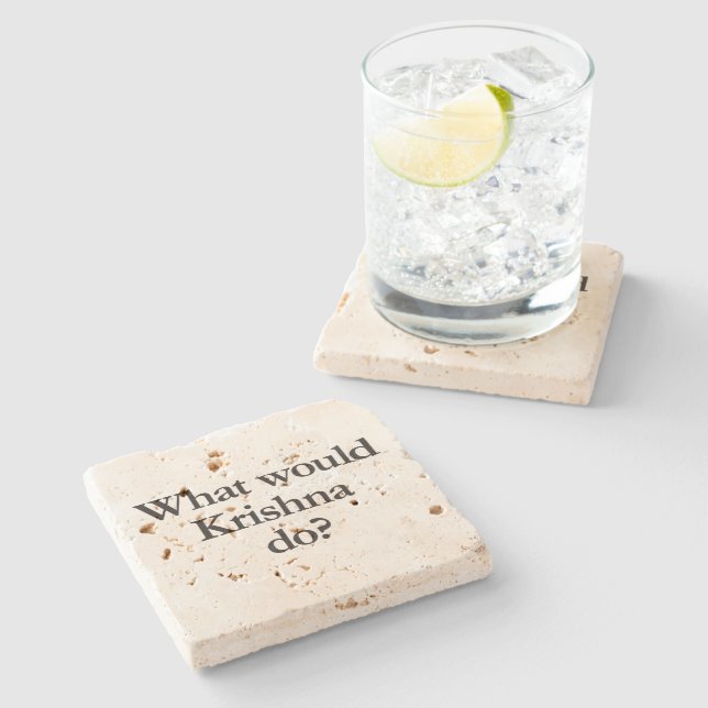 Was würde krishna tun? steinuntersetzer (Seitenansicht)