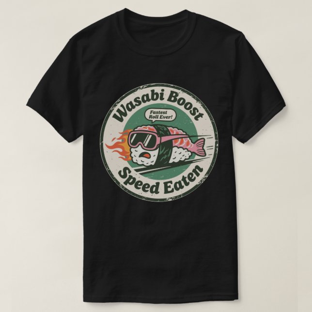 Wasabi Boost Speed Eaten Racing Sushi T-Shirt (Design vorne)
