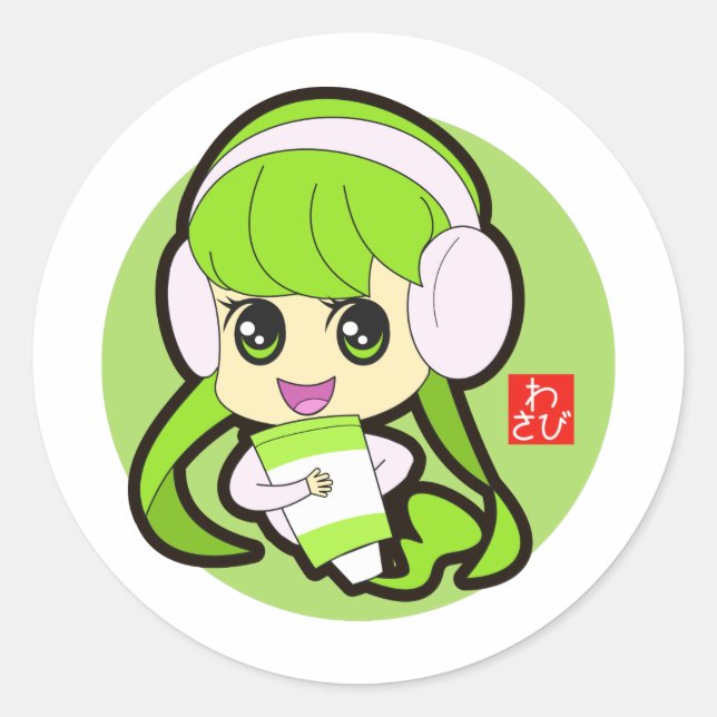Wasabi Girl Runder Aufkleber (Vorderseite)