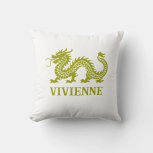 Wasabi Green Chinoiserie Dragon Individuelle Name Kissen