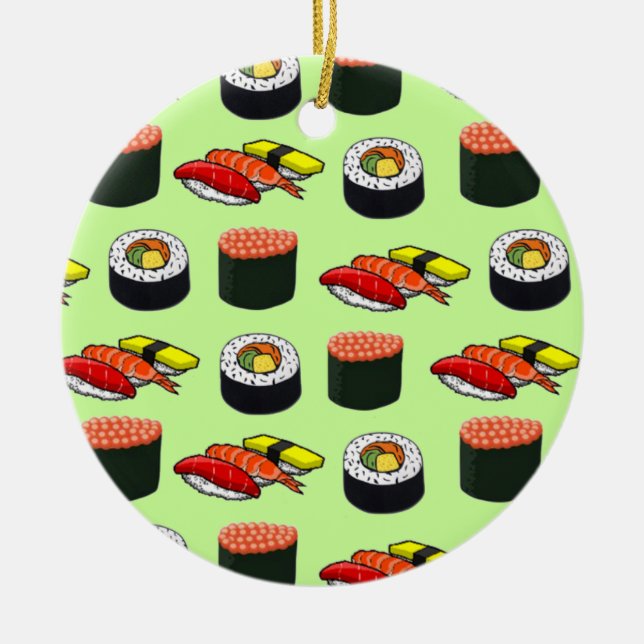 Wasabi Green Sushi Keramikornament (Vorne)