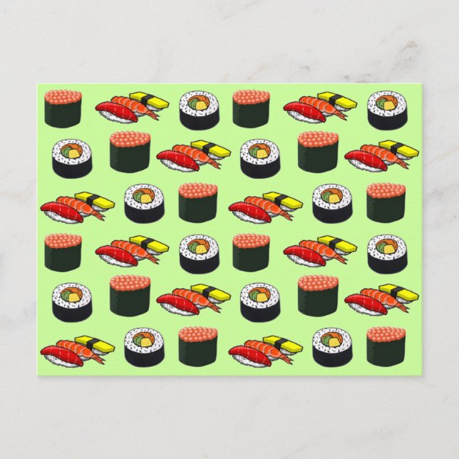 Wasabi Green Sushi Postkarte (Vorderseite)