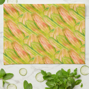 Wasabi Grün Erdig Kunst Abstrakt Floral Geschirrtuch