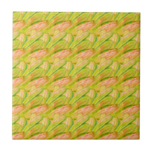 Wasabi Grün Erdig Künstlerisch Abstract Floral  Fliese
