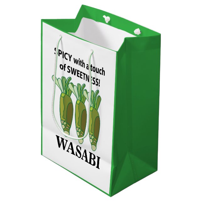 Wasabi scharf mit einer Touch von Süße Wasabi Mittlere Geschenktüte (Vorderseite Schrägansicht)