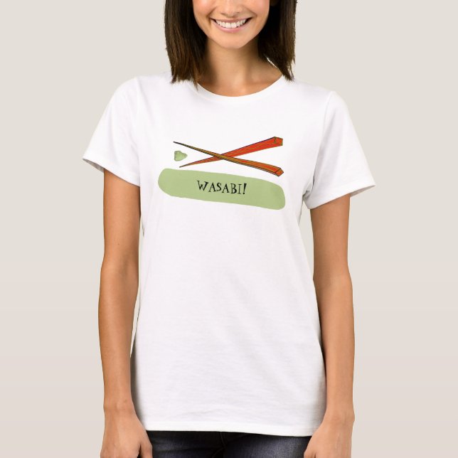 WASABI Sushi Chopsticks Japanischen Foodie T-Shirt (Vorderseite)