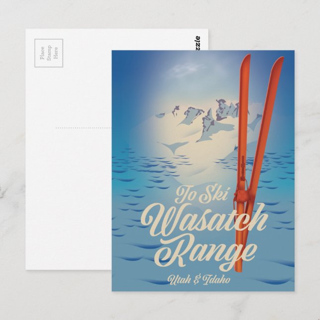Wasatch Range Utah & Idaho Skiposter Postkarte (Vorne/Hinten)