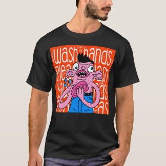 Wasch dir die Hände. Reinigen Sie Ihre Hände. Und  T-Shirt