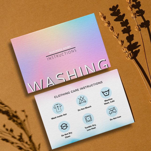 Waschanleitung Holografische Bekleidungsversorgung Visitenkarte (Washing Instructions Holographic Clothing Care Business Card)