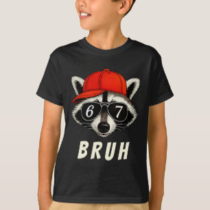 Waschbär 67 Bruh Six Seven Meme Waschbär Orangefar T-Shirt