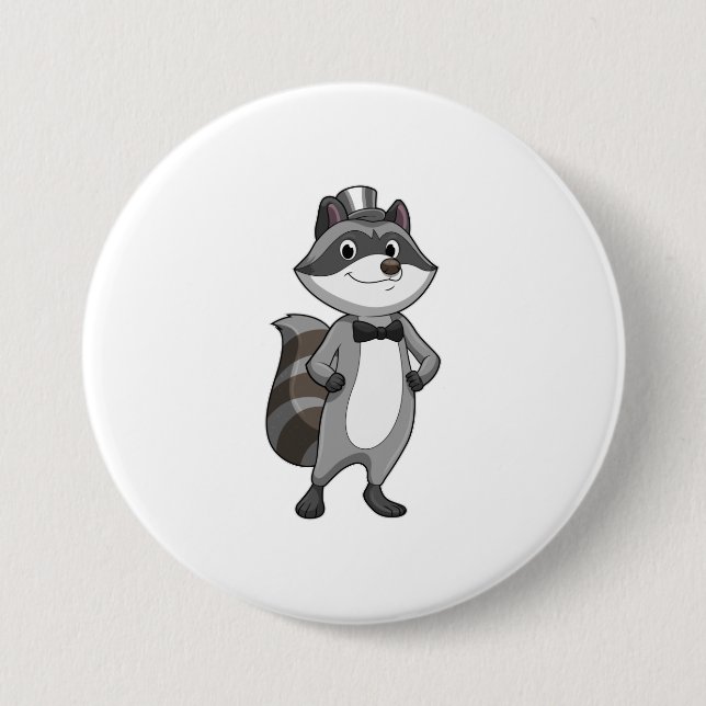 Waschbär als Bräutigam mit Krawatte Button (Vorderseite)